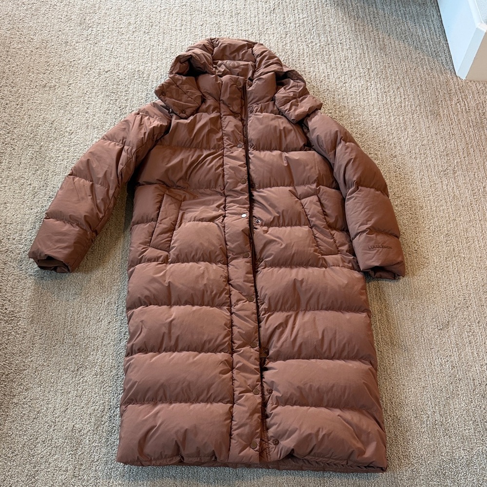 Lululemon Wunder Puff 600-Down-Fill Long Jacket Roasted Brown